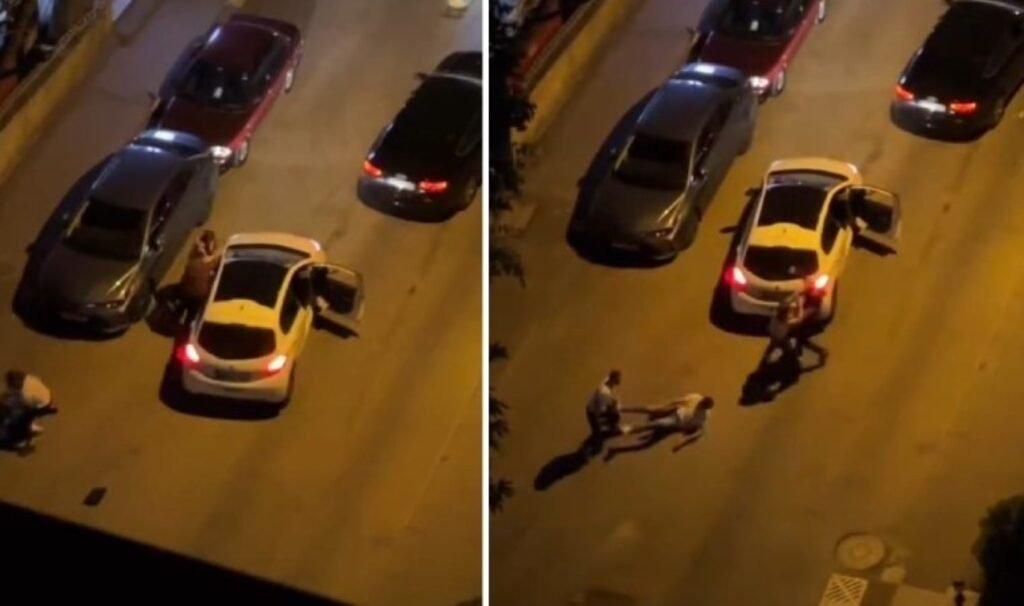 Sürücülerin tekmeli yumruklu kavgası kamerada…