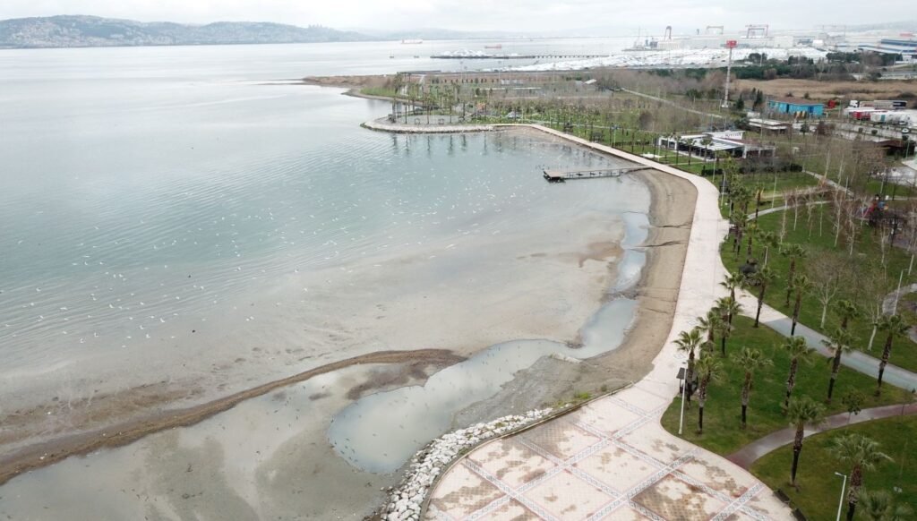 Gölcük’te kıyı şeridi çamurla kaplandı