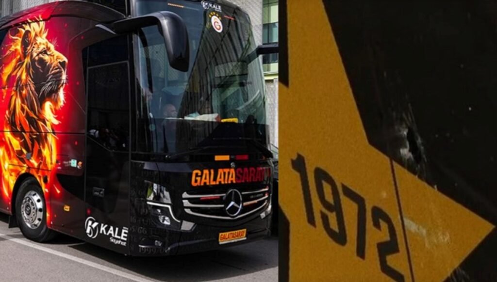 Galatasaray otobüsüne taşlı saldırı
