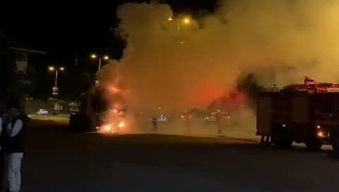 Zonguldak’ta seyir halindeki TIR alev aldı