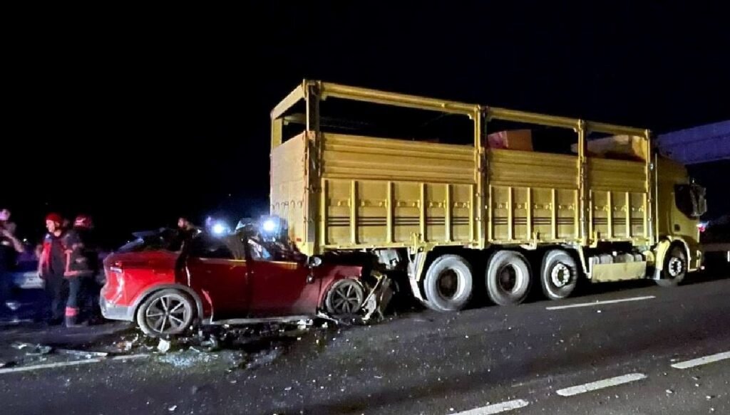 Kamyona çarpan aracın sürücüsü öldü