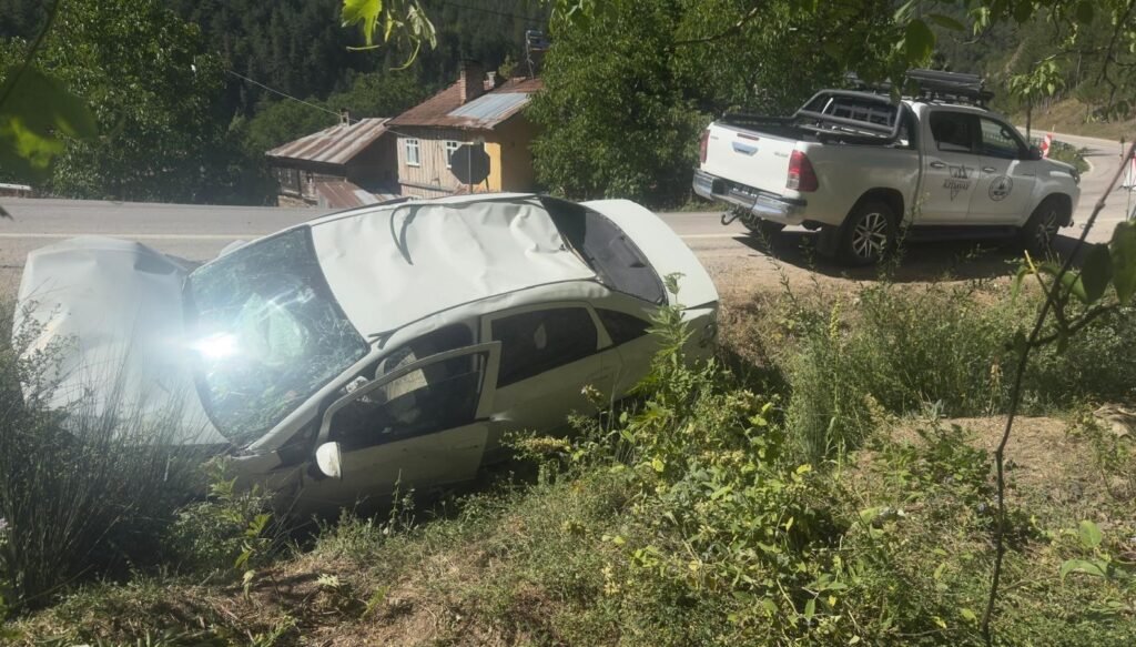 Kastamonu’da virajı alamayan otomobil şarampole uçtu