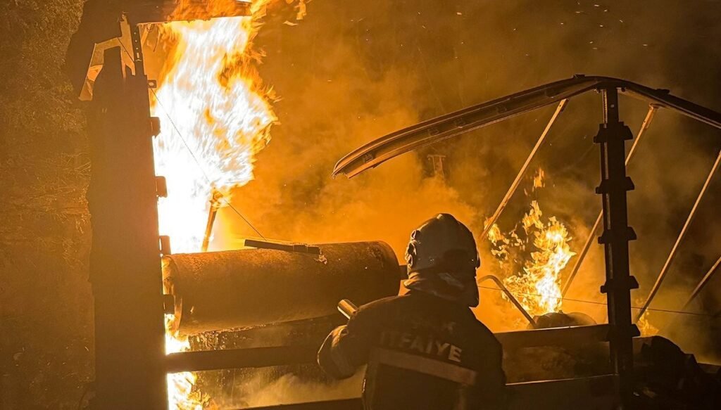 Tırda başlayan yangın ağaçlara sıçradı