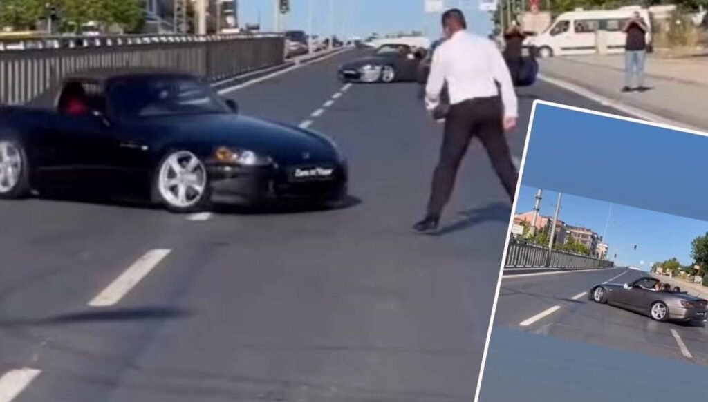 Trafik magandaları iş başında: Yolu kapatıp drift yaptılar