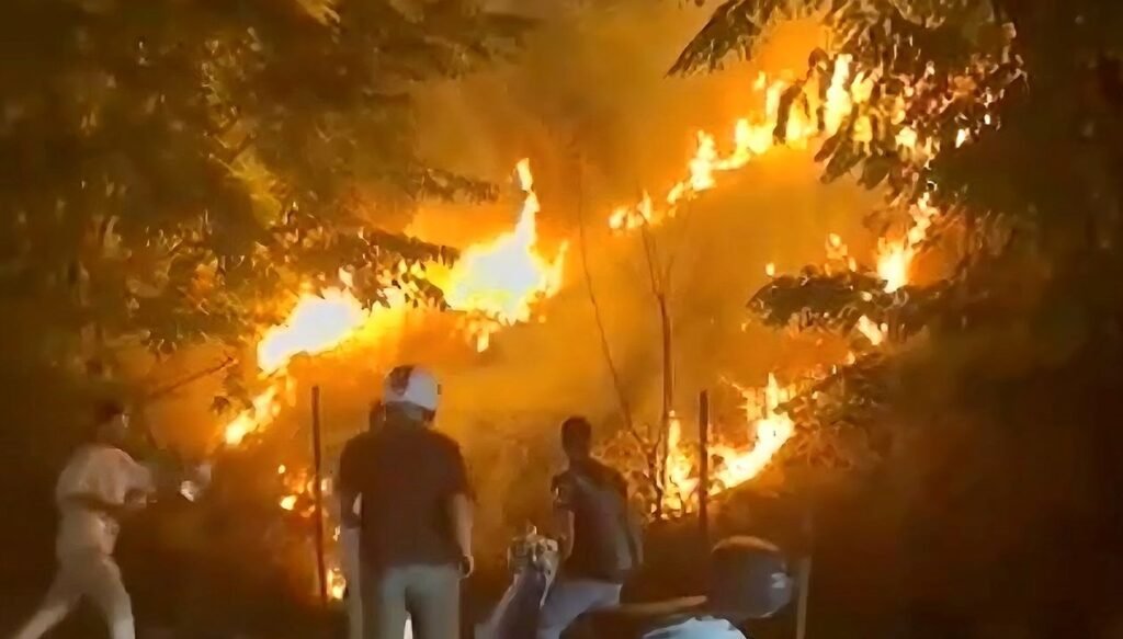 Meşaleli kutlama yangın çıkardı
